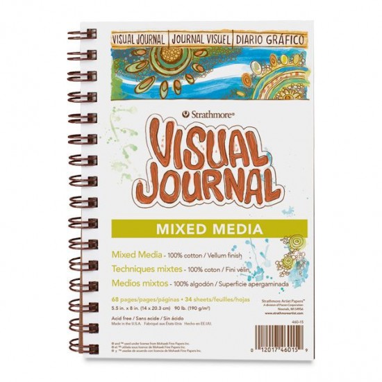 Strathmore A5 Pad Visual Journal - Mixed Media ( 14X20.3 CM x 34 sheets) 190 g/m2 natural white paper color 500 Series (5.5*8 IN)